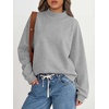 image:imageANRABESS Womens Oversized Mock Neck Sweatshirts  Pullover Long Sleeve Cute Tops Side Slit Loose Fit Comfy Soft Casual Work Daily Outfit Fall Winter Fashion ClothingLight Grey