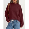 image:imageANRABESS Womens Oversized Mock Neck Sweatshirts  Pullover Long Sleeve Cute Tops Side Slit Loose Fit Comfy Soft Casual Work Daily Outfit Fall Winter Fashion ClothingWine Red
