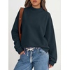 image:imageANRABESS Womens Oversized Mock Neck Sweatshirts  Pullover Long Sleeve Cute Tops Side Slit Loose Fit Comfy Soft Casual Work Daily Outfit Fall Winter Fashion ClothingNavy Blue