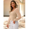 image:imageANRABESS Womens Square Neck Mesh Long Sleeve Tops Double Lined Dressy Business Casual Blouses Shirts 2026 Fall OutfitsApricot