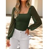 image:imageANRABESS Womens Square Neck Mesh Long Sleeve Tops Double Lined Dressy Business Casual Blouses Shirts 2026 Fall OutfitsArmy Green