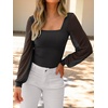 image:imageANRABESS Womens Square Neck Mesh Long Sleeve Tops Double Lined Dressy Business Casual Blouses Shirts 2026 Fall OutfitsBlack