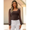 image:imageANRABESS Womens Square Neck Mesh Long Sleeve Tops Double Lined Dressy Business Casual Blouses Shirts 2026 Fall OutfitsBrown