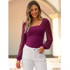image:imageANRABESS Womens Square Neck Mesh Long Sleeve Tops Double Lined Dressy Business Casual Blouses Shirts 2026 Fall OutfitsBurgundy