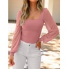 image:imageANRABESS Womens Square Neck Mesh Long Sleeve Tops Double Lined Dressy Business Casual Blouses Shirts 2026 Fall OutfitsCoral Pink