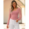 image:imageANRABESS Womens Square Neck Mesh Long Sleeve Tops Double Lined Dressy Business Casual Blouses Shirts 2026 Fall OutfitsCoral Pink