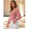 image:imageANRABESS Womens Square Neck Mesh Long Sleeve Tops Double Lined Dressy Business Casual Blouses Shirts 2026 Fall OutfitsCoral Pink