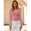 image:imageANRABESS Womens Square Neck Mesh Long Sleeve Tops Double Lined Dressy Business Casual Blouses Shirts 2026 Fall OutfitsCoral Pink