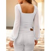 image:imageANRABESS Womens Square Neck Mesh Long Sleeve Tops Double Lined Dressy Business Casual Blouses Shirts 2026 Fall OutfitsWhite