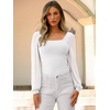 image:imageANRABESS Womens Square Neck Mesh Long Sleeve Tops Double Lined Dressy Business Casual Blouses Shirts 2026 Fall OutfitsWhite