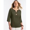image:imageANRABESS Womens Tops 34 Sleeve V Neck Henley Shirts Dressy Casual Business Work Blouses Summer Fashion for Office DailyArmy Green
