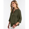 image:imageANRABESS Womens Tops 34 Sleeve V Neck Henley Shirts Dressy Casual Business Work Blouses Summer Fashion for Office DailyArmy Green