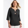 image:imageANRABESS Womens Tops 34 Sleeve V Neck Henley Shirts Dressy Casual Business Work Blouses Summer Fashion for Office DailyBlack