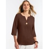 image:imageANRABESS Womens Tops 34 Sleeve V Neck Henley Shirts Dressy Casual Business Work Blouses Summer Fashion for Office DailyCoffee