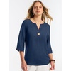 image:imageANRABESS Womens Tops 34 Sleeve V Neck Henley Shirts Dressy Casual Business Work Blouses Summer Fashion for Office DailyNavy Blue
