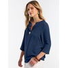 image:imageANRABESS Womens Tops 34 Sleeve V Neck Henley Shirts Dressy Casual Business Work Blouses Summer Fashion for Office DailyNavy Blue