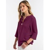 image:imageANRABESS Womens Tops 34 Sleeve V Neck Henley Shirts Dressy Casual Business Work Blouses Summer Fashion for Office DailyPurple Red