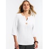 image:imageANRABESS Womens Tops 34 Sleeve V Neck Henley Shirts Dressy Casual Business Work Blouses Summer Fashion for Office DailyWhite