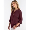 image:imageANRABESS Womens Tops 34 Sleeve V Neck Henley Shirts Dressy Casual Business Work Blouses Summer Fashion for Office DailyWine Red