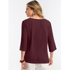 image:imageANRABESS Womens Tops 34 Sleeve V Neck Henley Shirts Dressy Casual Business Work Blouses Summer Fashion for Office DailyWine Red