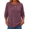 image:imageANRABESS Long Sleeve Shirts for Womens Waffle Knit Tunic Tops  Cozy Crew Neck Loose Fit Blouse with Side Slits Casual Wear amp Leggings Office amp Daily Wear Fall amp Winter ClothingMauve