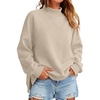 image:imageANRABESS Womens Oversized Mock Neck Sweatshirts  Pullover Long Sleeve Cute Tops Side Slit Loose Fit Comfy Soft Casual Work Daily Outfit Fall Winter Fashion ClothingParchment