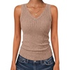 image:imageANRABESS Womens Ribbed Fitted VNeck Tank Tops  Sleeveless ShirtsComfy Soft LightweightBasic Casual Going Out OutfitsTravel Vacation AllDay WearSpring Summer ClothesTan