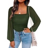 image:imageANRABESS Womens Square Neck Mesh Long Sleeve Tops Double Lined Dressy Business Casual Blouses Shirts 2026 Fall OutfitsArmy Green