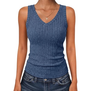 image:imageANRABESS Womens Ribbed Fitted VNeck Tank Tops  Sleeveless ShirtsComfy Soft LightweightBasic Casual Going Out OutfitsTravel Vacation AllDay WearSpring Summer ClothesDark Blue