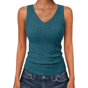 image:imageANRABESS Womens Ribbed Fitted VNeck Tank Tops  Sleeveless ShirtsComfy Soft LightweightBasic Casual Going Out OutfitsTravel Vacation AllDay WearSpring Summer ClothesTeal