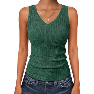 image:imageANRABESS Womens Ribbed Fitted VNeck Tank Tops  Sleeveless ShirtsComfy Soft LightweightBasic Casual Going Out OutfitsTravel Vacation AllDay WearSpring Summer ClothesGreen