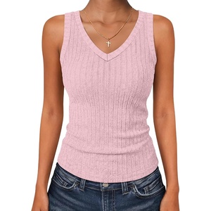 image:imageANRABESS Womens Ribbed Fitted VNeck Tank Tops  Sleeveless ShirtsComfy Soft LightweightBasic Casual Going Out OutfitsTravel Vacation AllDay WearSpring Summer ClothesPink