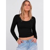 image:imageANRABESS Long Sleeve Crop Top for Women Scoop Neck Ribbed Shirts  Fitted TShirts Comfy Soft Layering Clothing Casual Work Daily Wear Basic Tee Going Out Y2K Fall Fashion OutfitsBlack