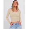 image:imageANRABESS Long Sleeve Crop Top for Women Scoop Neck Ribbed Shirts  Fitted TShirts Comfy Soft Layering Clothing Casual Work Daily Wear Basic Tee Going Out Y2K Fall Fashion OutfitsBeige