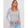 image:imageANRABESS Long Sleeve Crop Top for Women Scoop Neck Ribbed Shirts  Fitted TShirts Comfy Soft Layering Clothing Casual Work Daily Wear Basic Tee Going Out Y2K Fall Fashion OutfitsGrey