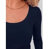 image:imageANRABESS Long Sleeve Crop Top for Women Scoop Neck Ribbed Shirts  Fitted TShirts Comfy Soft Layering Clothing Casual Work Daily Wear Basic Tee Going Out Y2K Fall Fashion OutfitsNavy Blue