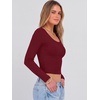 image:imageANRABESS Long Sleeve Crop Top for Women Scoop Neck Ribbed Shirts  Fitted TShirts Comfy Soft Layering Clothing Casual Work Daily Wear Basic Tee Going Out Y2K Fall Fashion OutfitsWine Red