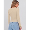 image:imageANRABESS Long Sleeve Crop Top for Women Scoop Neck Ribbed Shirts  Fitted TShirts Comfy Soft Layering Clothing Casual Work Daily Wear Basic Tee Going Out Y2K Fall Fashion OutfitsBeige