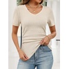 image:imageANRABESS Short Sleeve Sweaters for Women Summer V Neck Knit Top  Slim Fitted ShirtsSoft Lightweight Ribbed TeeBusiness Casual Outfits for Work OfficeGoing Out Fall ClothingBeige