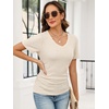 image:imageANRABESS Short Sleeve Sweaters for Women Summer V Neck Knit Top  Slim Fitted ShirtsSoft Lightweight Ribbed TeeBusiness Casual Outfits for Work OfficeGoing Out Fall ClothingBeige
