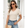 image:imageANRABESS Short Sleeve Sweaters for Women Summer V Neck Knit Top  Slim Fitted ShirtsSoft Lightweight Ribbed TeeBusiness Casual Outfits for Work OfficeGoing Out Fall ClothingBeige