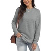 image:imageANRABESS Women Long Sleeve Quilted Pattern Sweatshirt  Lightweight Fleece Hoodie Loose Fit Crewneck Diamond Pullover TopsSoft Casual for DailySchoolOfficeFall amp WinterLight Grey