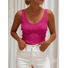 image:imageANRABESS Women Summer Sleeveless Sweaters Scoop Neck Tank Tops  Scalloped Shirts Soft Ribbed Knit Sweater Vest Slim Fit Cute Work Tee Casual Going Out Outfits Beach Vacation ClothesHot Pink