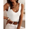 image:imageANRABESS Women Summer Sleeveless Sweaters Scoop Neck Tank Tops  Scalloped Shirts Soft Ribbed Knit Sweater Vest Slim Fit Cute Work Tee Casual Going Out Outfits Beach Vacation ClothesWhite
