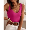 image:imageANRABESS Women Summer Sleeveless Sweaters Scoop Neck Tank Tops  Scalloped Shirts Soft Ribbed Knit Sweater Vest Slim Fit Cute Work Tee Casual Going Out Outfits Beach Vacation ClothesHot Pink
