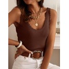 image:imageANRABESS Women Summer Sleeveless Sweaters Scoop Neck Tank Tops  Scalloped Shirts Soft Ribbed Knit Sweater Vest Slim Fit Cute Work Tee Casual Going Out Outfits Beach Vacation ClothesRed Brown