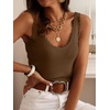 image:imageANRABESS Women Summer Sleeveless Sweaters Scoop Neck Tank Tops  Scalloped Shirts Soft Ribbed Knit Sweater Vest Slim Fit Cute Work Tee Casual Going Out Outfits Beach Vacation ClothesLight Coffee