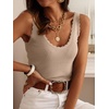 image:imageANRABESS Women Summer Sleeveless Sweaters Scoop Neck Tank Tops  Scalloped Shirts Soft Ribbed Knit Sweater Vest Slim Fit Cute Work Tee Casual Going Out Outfits Beach Vacation ClothesLight Khaki