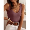 image:imageANRABESS Women Summer Sleeveless Sweaters Scoop Neck Tank Tops  Scalloped Shirts Soft Ribbed Knit Sweater Vest Slim Fit Cute Work Tee Casual Going Out Outfits Beach Vacation ClothesBrick Red