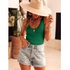 image:imageANRABESS Women Summer Sleeveless Sweaters Scoop Neck Tank Tops  Scalloped Shirts Soft Ribbed Knit Sweater Vest Slim Fit Cute Work Tee Casual Going Out Outfits Beach Vacation ClothesForest Green